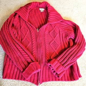 St. John's Bay | Sweater | Jacket | Petite XL | | Pink | Acrylic | Vintage | Zip